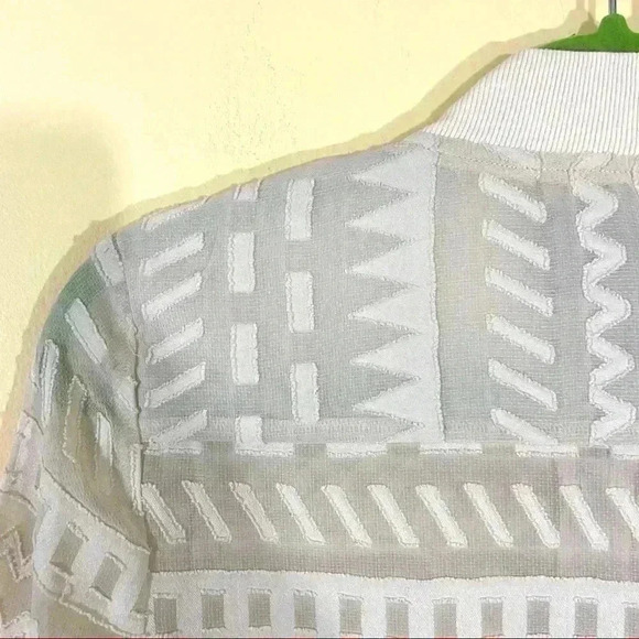 BCBGMaxAzria Creme Aztec Sheer Full Zip Cropped Bomber Jacket Size XXS - Picture 13 of 16